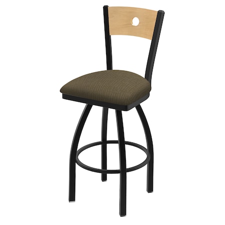 Holland Bar Stool Co 25" Swivel Counter Stool, Black Wrinkle, Nat Back, Graph Cork Seat 83025BWNatMplB017